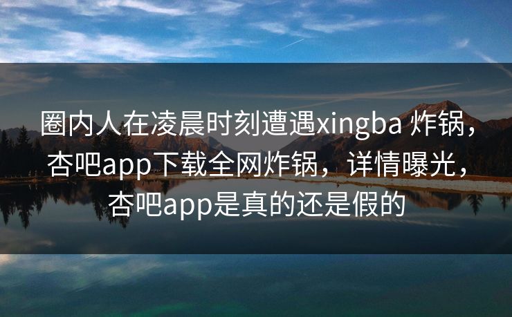 圈内人在凌晨时刻遭遇xingba 炸锅，杏吧app下载全网炸锅，详情曝光，杏吧app是真的还是假的