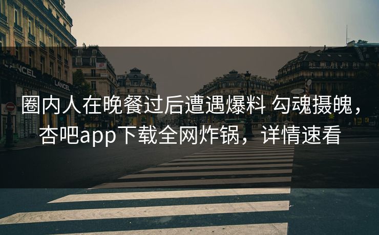 圈内人在晚餐过后遭遇爆料 勾魂摄魄，杏吧app下载全网炸锅，详情速看