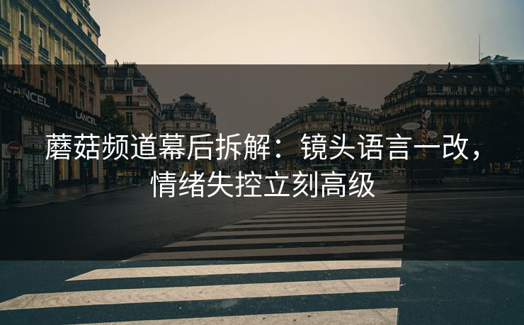 蘑菇频道幕后拆解：镜头语言一改，情绪失控立刻高级