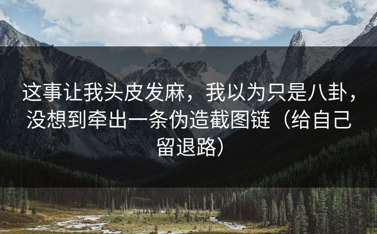这事让我头皮发麻，我以为只是八卦，没想到牵出一条伪造截图链（给自己留退路）